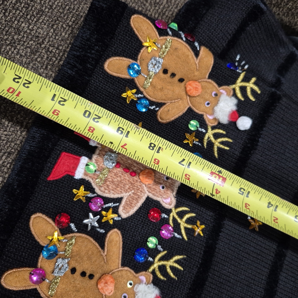 Festive Black Holiday Jacket with Embroidered Reindeer - Picture 13 of 14